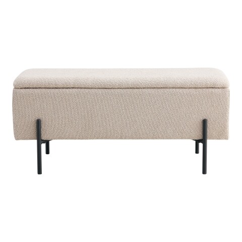 Truhenbank >Watford< in Beige, Stoff - 95x46x36,5cm (BxHxT)