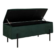 Truhenbank >Watford< in Grün, Stoff - 95x46x36,5cm (BxHxT)