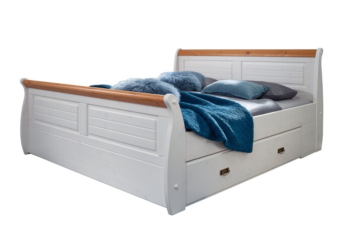 Bett >SZ-0132< in weiß - 187x99x223 (BxHxT)