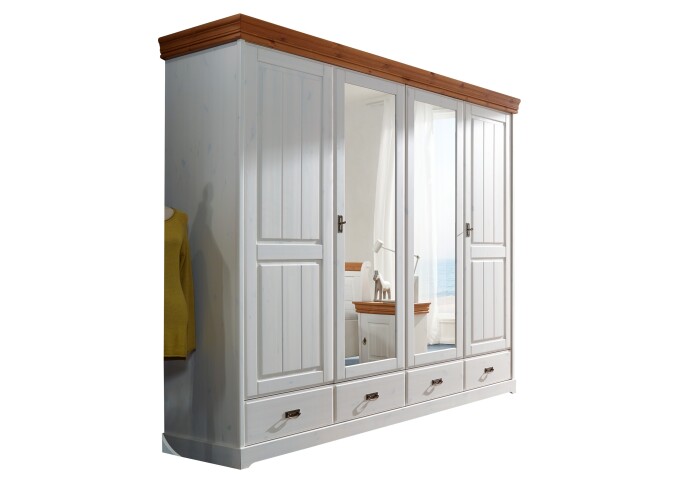 Kleiderschrank >SZ-0132< in weiß - 255x217x62 (BxHxT)