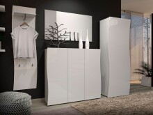 Schuhschrank >KISS< in weiß, Holzwerkstoff - 126,8x115x34cm (BxHxT)