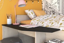 Hochbett >Milky 2< in Schwarz/Eiche - 203x135x90cm (LxBxH)