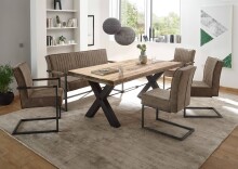 Esstisch >Dehli< in Mango / schwarz - 200x77x100 (BxHxT)