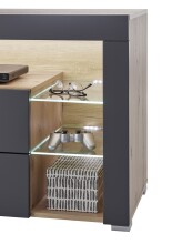 Lowboard >Greta< in Artisan Eiche /grau - 179x66x44cm (BxHxT)