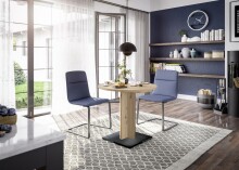 Esstisch >Judd< rund, ausziehbar bis 120cm, Asteiche Dekor - 80/120x75x80cm (BxHxT)
