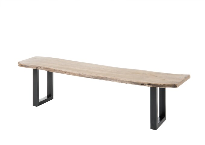 Bank >Ira< in Akazie/schwarz aus Massivholz - 160x47x42cm (BxHxT)