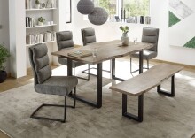 Bank >Ira< in Akazie/schwarz aus Massivholz - 160x47x42cm (BxHxT)