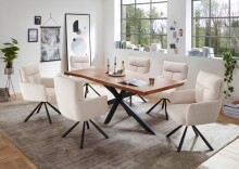 Esstisch >Jill< in Akazie/schwarz aus Massivholz/Metall - 200x76,5x100cm (BxHxT)