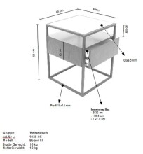 Beistelltisch >1030< schwarz mit Dekor Sonoma Eiche - 40x40x51 (LxBxH)