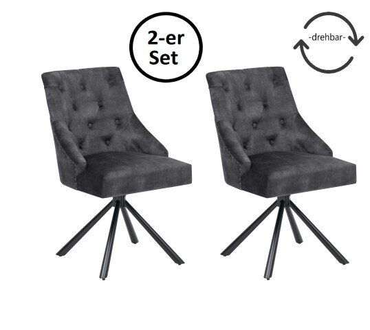 Esszimmerstuhl >Johanna< (2er-Set) in aubergine/schwarz - 54x91x62 (BxHxT)