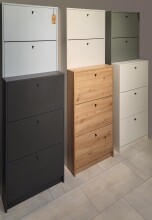 Schuhkipper >Flap< in kreidegrau matt lack, Holzwerkstoff - 60x104x16cm (BxHxT)