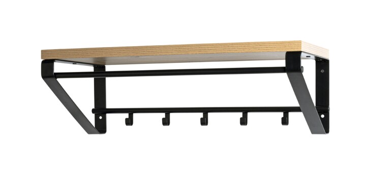 Wandgarderobe >13945< in eiche-schwarz, MDF, Metall - 70x23x30cm (BxHxT)