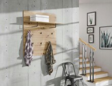 Garderobenpaneel >Travis< in Artisan Eiche, Holzwerkstoff - 90x100x30cm (BxHxT)