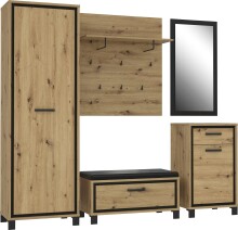Garderobenpaneel >Travis< in Artisan Eiche, Holzwerkstoff - 90x100x30cm (BxHxT)