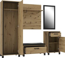 Garderobenspiegel >Travis< in Schwarz Eiche, Holzwerkstoff - 54,4x100x2 (BxHxT)