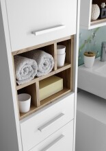 Hochschrank >Milano< in Weiß, Absetzungen: Wildeiche - 38x190x30 (BxHxT)