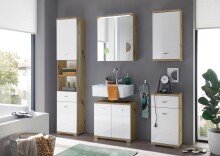 Waschbeckenunterschrank >Peter< in Weiß Hochglanz aus MDF - 60x57x31cm (BxHxT)