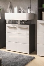Waschbeckenunterschrank >Gloss< in Weiß-Anthrazit - 60x62x31 (BxHxT)