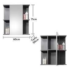 Badezimmerspiegelschrank >Gloss< in Anthrazit - 60x71x20 (BxHxT)