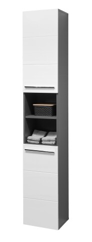 Hochschrank >Gloss< in Weiß-Anthrazit - 34x190x31 (BxHxT)