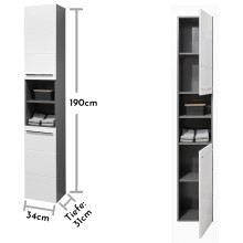 Hochschrank >Gloss< in Weiß-Anthrazit - 34x190x31 (BxHxT)