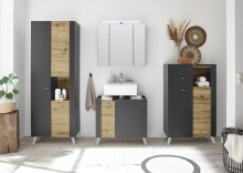 Hochschrank >Line< in Anthrazit-Eiche Artisan Nachbildung - 76x191x31 (BxHxT)