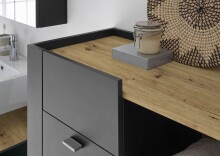 Badkommode >Line< in Anthrazit-Eiche Artisan Nachbildung - 78x126x40 (BxHxT)