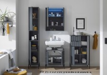 Waschbeckenunterschrank >Lucera< in Grau - 60x60x32 (BxHxT)
