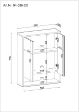 Badezimmerspiegelschrank >Lucera< in Grau aus Glas - 60x75x20cm (BxHxT)