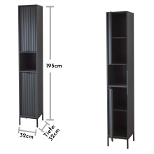 Hochschrank >Lucera< in Grau aus Grau matt MDF Tiefzieh - 32x192x32cm (BxHxT)