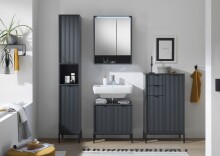 Hochschrank >Lucera< in Grau aus Grau matt MDF Tiefzieh - 32x192x32cm (BxHxT)