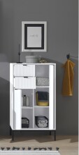 Badkommode >Lucera< in Weiß aus Weiß-MDF - 60x106x32cm (BxHxT)