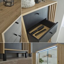 Badkommode >Vassili< in Schwarz-Eiche Artisan Nachbildung - 60x106x32 (BxHxT)