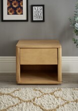 HILLA Nachttisch Massivholz Fichte - Hochwertiger Nachtschrank mit Schublade und offenem Ablagefach - 48 x 41 x 38 cm (B/H/T)