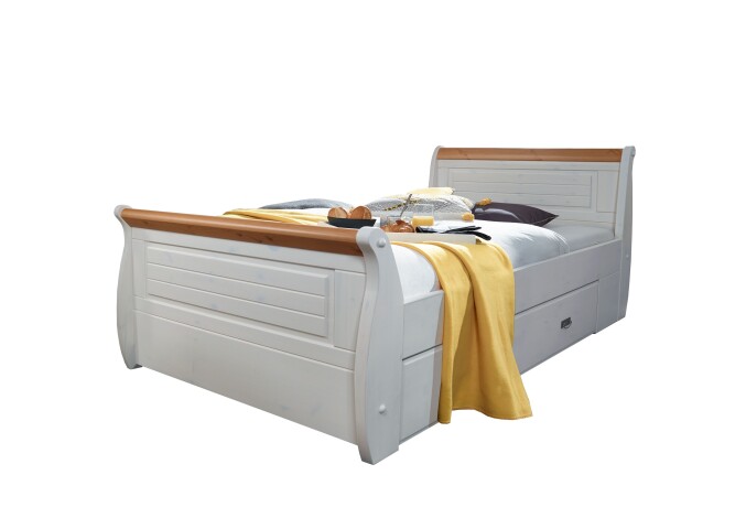 Bett >SZ-0132< in weiß - 107x99x223 (BxHxT)
