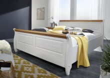 Bett >SZ-0132< in weiß - 147x99x223 (BxHxT)