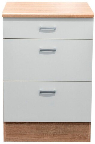 Unterschrank >Ailina< in Sonoma-Eiche / weiß, Holzwerkstoff - 60x90x60cm (BxHxT)