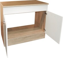 Spülenunterschrank >Ailina< in Sonoma-Eiche / weiß - 100x90x60 (BxHxT)
