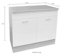 Spülenunterschrank >Ailina< in Sonoma-Eiche / weiß - 100x90x60 (BxHxT)