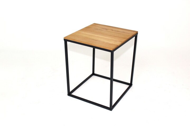 Beistelltisch >1085< in Eiche Massiv, Eisen - 40x40cm (BxH)