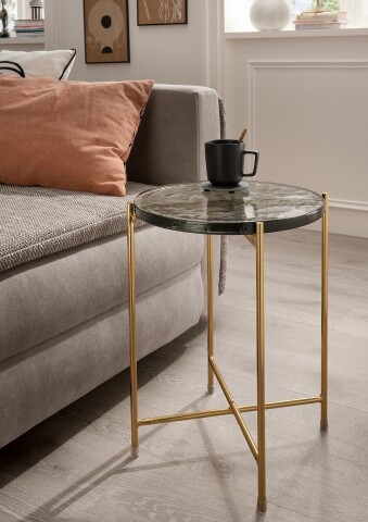 Beistelltisch >1093< in Gold, Eisen - 50x40cm (HxD)