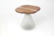 Beistelltisch >1107< in Massivholz Akazie, Gestell Milchglas - 44x46cm (HxD)