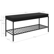 Schuhbank >Vita< in Schwarz, Melamin - 100x48,5x36cm (BxHxT)