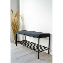 Schuhbank >Vita< in Schwarz, Melamin - 100x48,5x36cm (BxHxT)