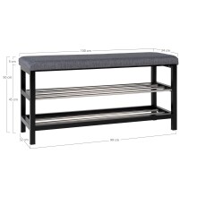 Schuhbank >Padova< in Grau, Stoff - 34x50x100cm (BxHxT)