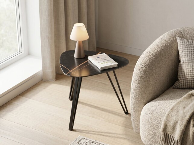 Couchtisch >Liv< in schwarz / Keramik dunkel - 45x35x45 (BxHxT)