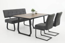 Essbank >Laila-I< in Vintage Anthrazit, Metall / Polyester - 140x90x64cm (BxHxT)