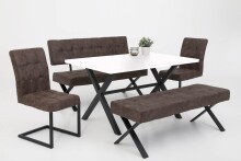 Sitzbank >Dosi-I< in Vintage braun, Metall / Softex - 140x93x61cm (BxHxT)