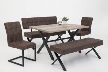 Sitzbank >Dosi-I< in Vintage braun, Metall / Softex - 140x48x45cm (BxHxT)