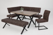 Sitzbank >Dosi-I< in Vintage braun, Metall / Softex - 140x48x45cm (BxHxT)